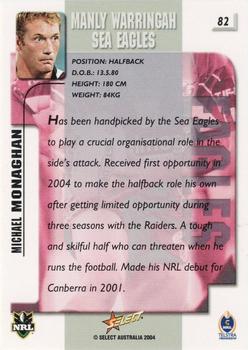 2004 Select Authentic #82 Michael Monaghan Back